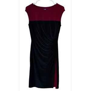 Chaps S Colorblock Midi Black Sleeveless Side Slit Minimalist Quiet Luxury EUC